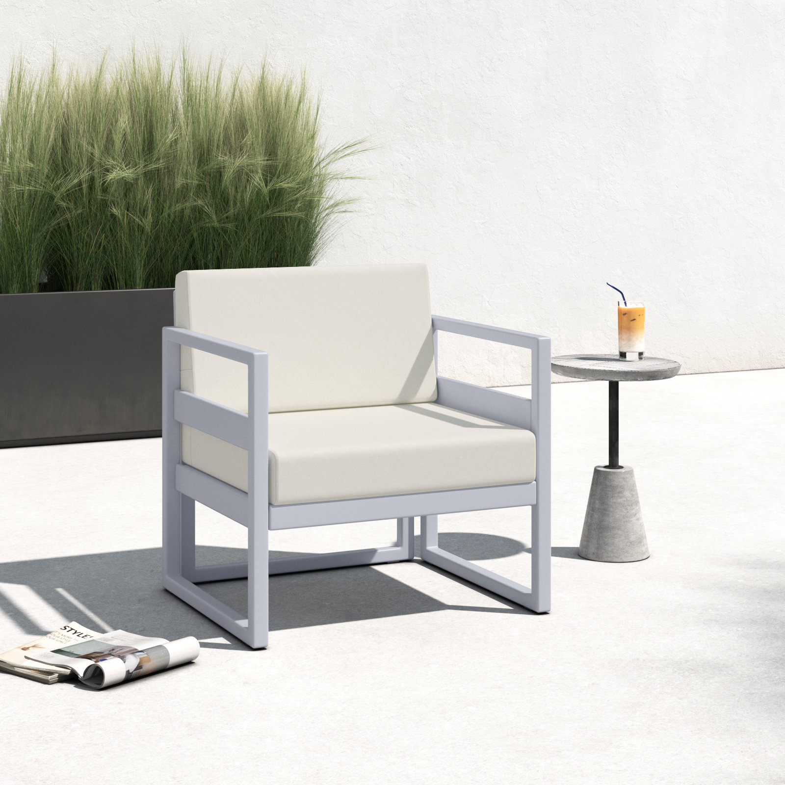 Lane Outdoor Lounge Chair, Natural, Silver/Gray