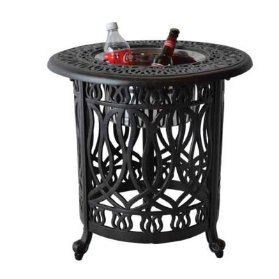 Allene Round Metal Outdoor Side Table With Umbrella Hole , 21'' in. W 21'' in. D