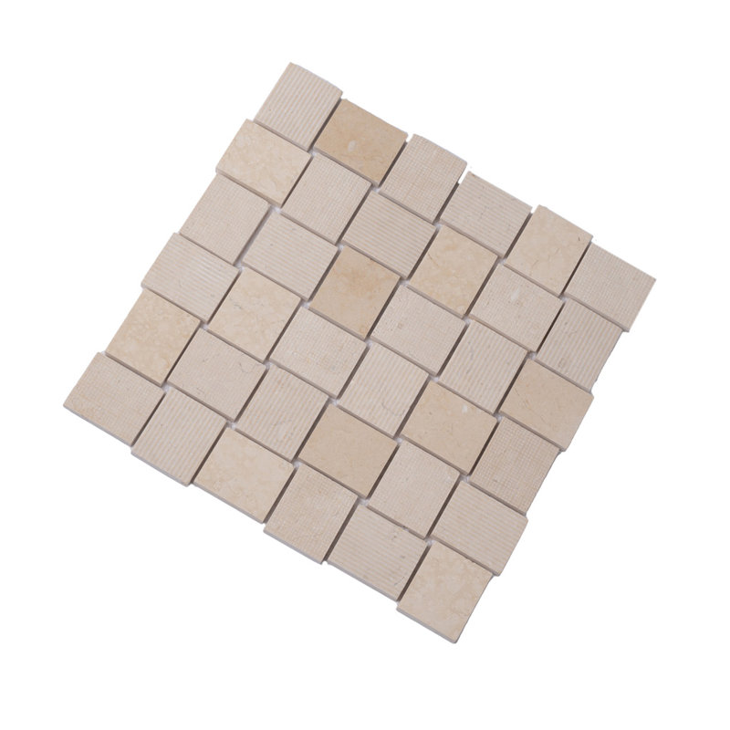 1.6 x 1.9 Marble Basketweave Mosaic Tile, Beige