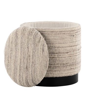 Cream Handwoven Wool 18" For Storage, 13 Lb Product Weight, 14.25" Inside Length, Width, Removable Lid Black Metal And Storage , Lid, 250 Lbs Capacity, 18.15" Height