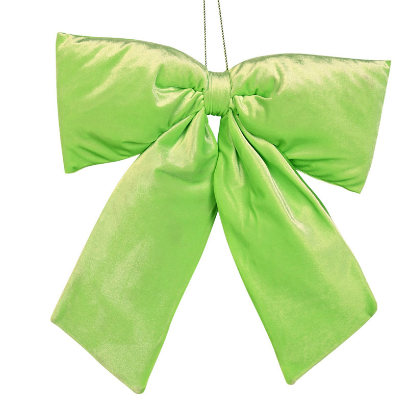 Bright Green Velvet Hanging Bow Large