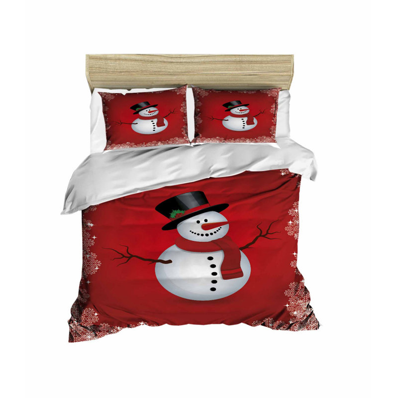 Luxurious Double Quilt Cover Set, Red & White & Black, 79 x 79 inches | 100% Polyester Microsatin Upper & 100% Cotton Underside | Machine Washable, Zipper Closure, 3D Printed, Perfect for Stylish Bedrooms