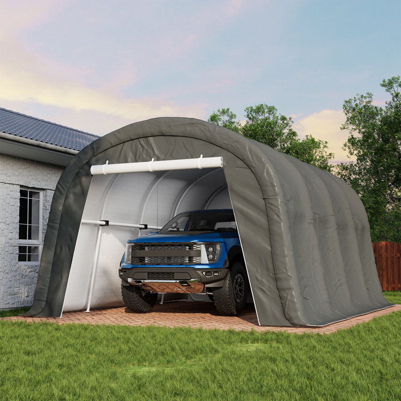 Heavy Duty Carport Portable Garage, 13 Ft. W x 20 Ft. D, Dark Gray