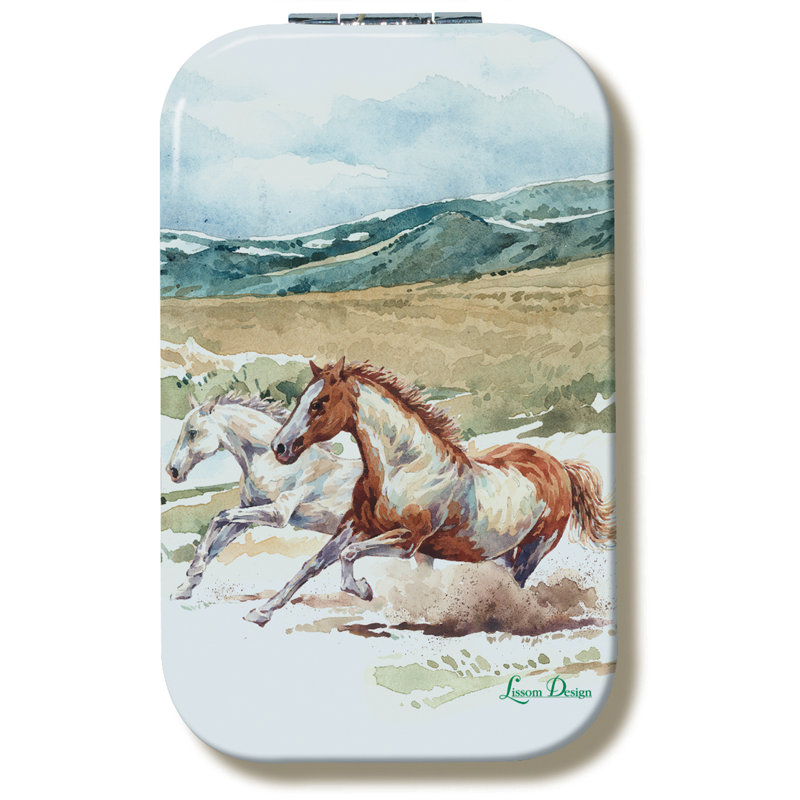 Wild Mustang Faux Leather Cover Compact Mirror