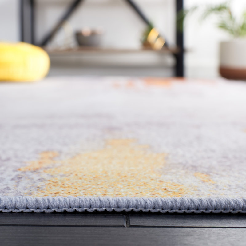 Tacoma Dassas Machine Washable Area Rug In Grey & Rust, Rectangle 91 x 152 cm