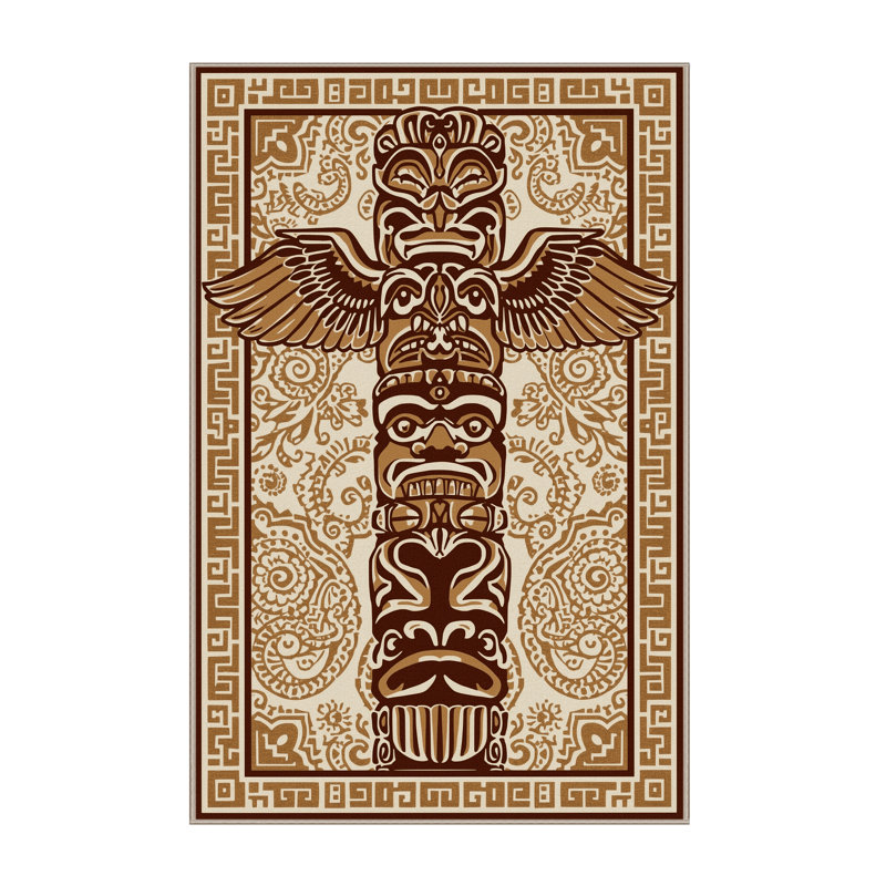 Tapis oriental traditionnel brun et beige lavable à la machine Parkwoods, 8 x 12