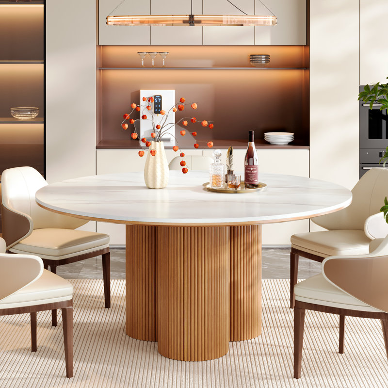 Table de salle à manger ronde en pierre frittée