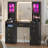 Vanity Desk With Touch Screen Mirror And Lights & Charging Station, Large Makeup Vanity With Rgb Light Cabinets, 6 Drawers, 5 Jewelry Hooks, Vanity Table With Lighted Mirror-416372379