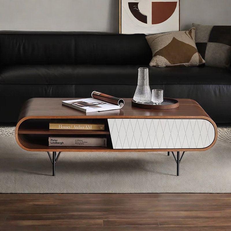 Table basse rétro en noyer noir