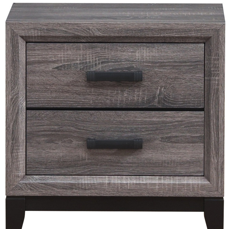Table de chevet 25 po à deux tiroirs en bois gris