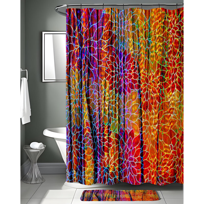 Rideau de douche simple à motif floral, H 83 po x l 70 po