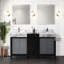 Meuble-lavabo double 60 po En noir et gris, plateau en marbre, robinet, 28 miroirs - teint et aspect gris, marbre gris, à rayures