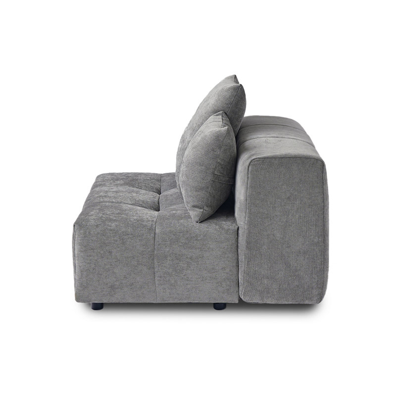 Chaise sans accoudoirs en tissu Kay, Gris clair
