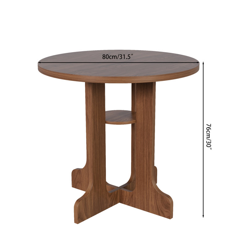 Table de salle à manger ronde 31,5 pouces, petite table de cuisine moderne pour 2 à 4 personnes avec tablette de rangement