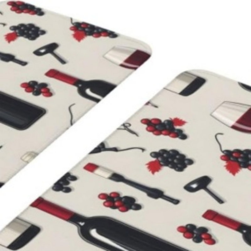 Ensemble de 2 tapis de cuisine en forme de bouteille de vin beige, tapis décoratifs amusants pour la cuisine et le coin-repas