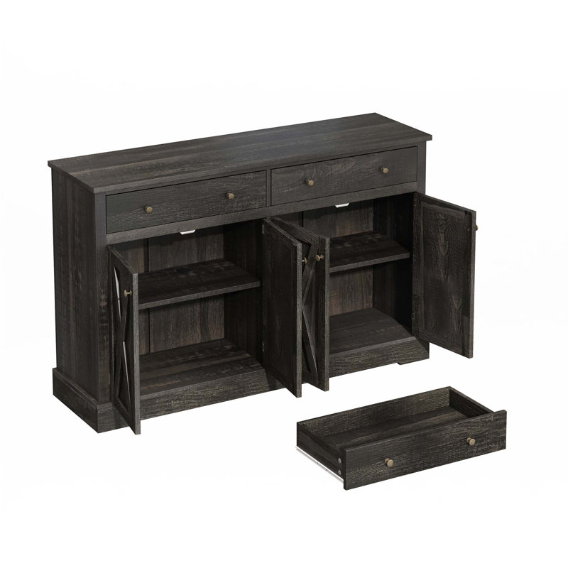 Sideboard With Two Drawers, Black/Brown