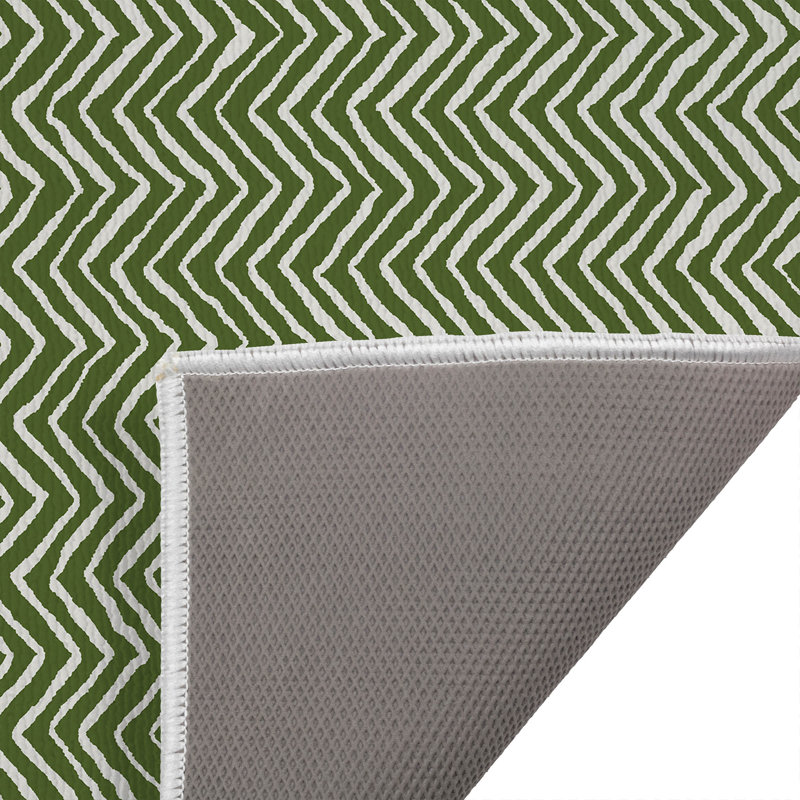 Tapis de toilette rectangulaire antidérapant à chevrons, 24" W x 17" L, Olive Green