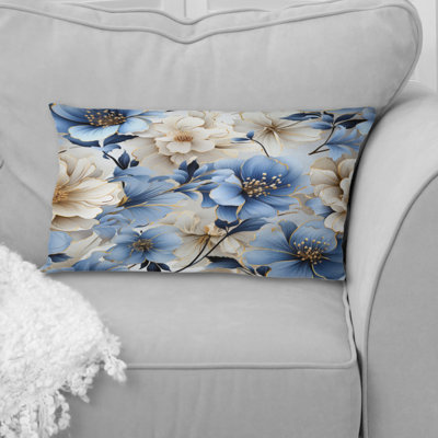 Motif de rêve floral bleu et blanc III - coussin à imprimé floral