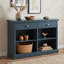 Console en bois d'acacia avec 2 tiroirs et tablettes ouvertes pour le vestibule-1040315041