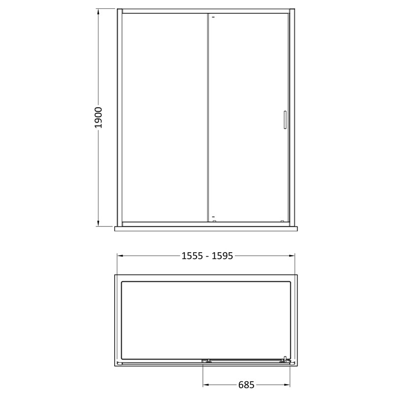 Rene 1900 x 1600mm Sliding Shower Door, Brushed Brass