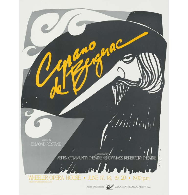 "Cyrano De Bergerac" par Beverly Moore, toile tendue avec châssis, H 24 po x l 17 po