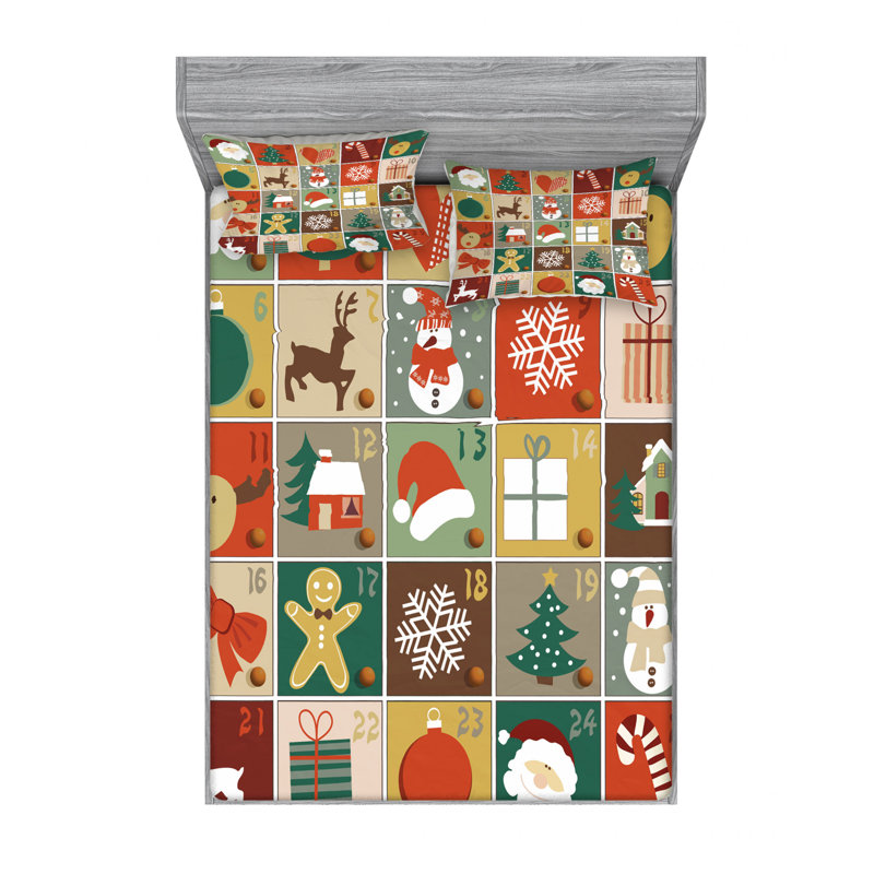 Microfiber Patchwork Sheet Set, Full Sheet Set with Fitted Sheet