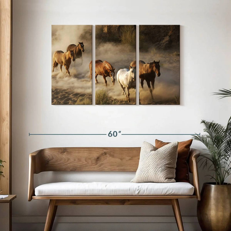Brampt Galloping Wild Horses, 28" H x 45" W