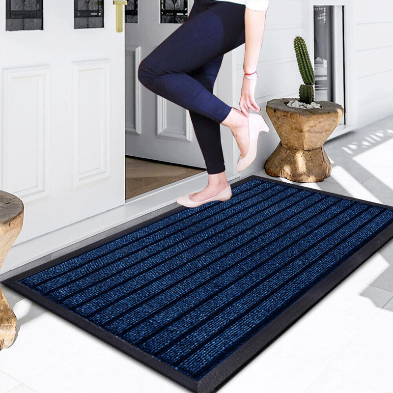 Non-Slip Indoor Outdoor Door Mat, Blue, Rectangle 45 x 75 cm