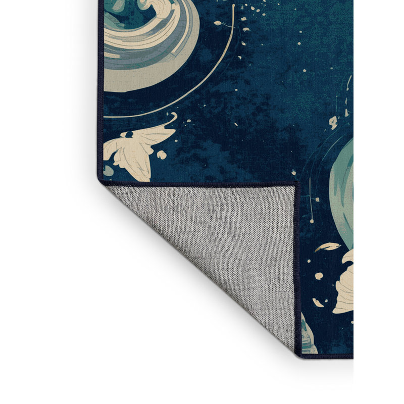Tapis de couleur unie bleu lavable à la machine lavable à la machine Templeton, 5 x 7