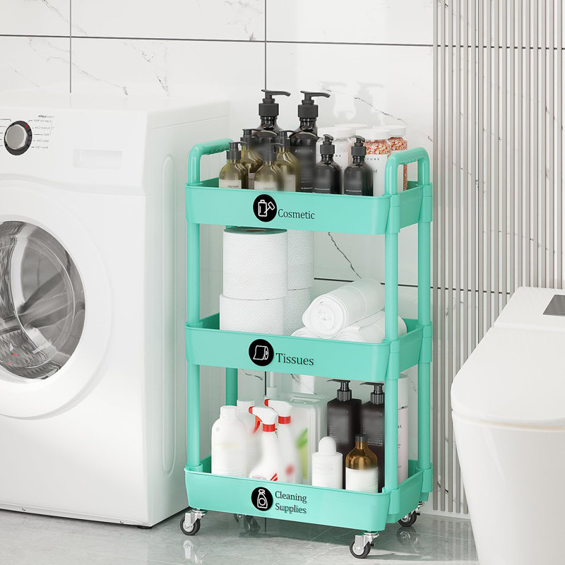 Chariot de cuisine, organisateur de rangement multifonctionnel à roulettes, chariot mobile avec roulettes verrouillables