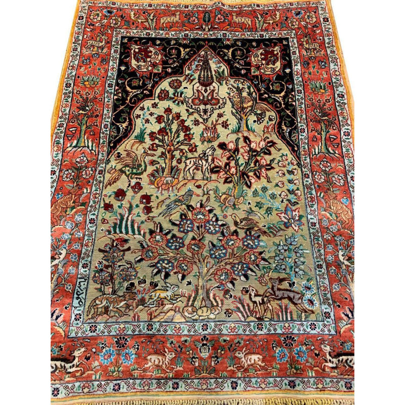 Meikel Oriental Area Rug in Gold