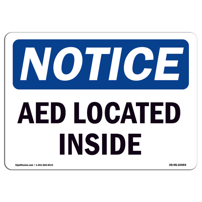 Plaque AED située à l'intérieur