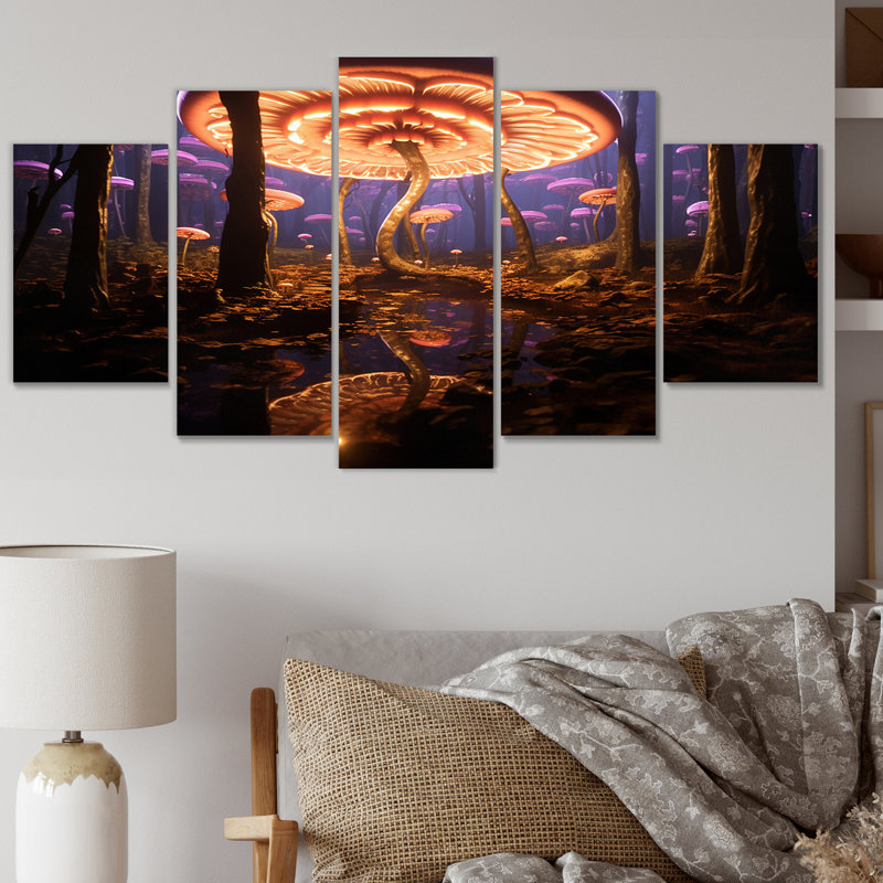 Munoz - Mushroom Canvas Art Print - 5 Panels
