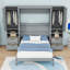 Lit escamotable double en bois avec 4 tiroirs et tablettes-543984695