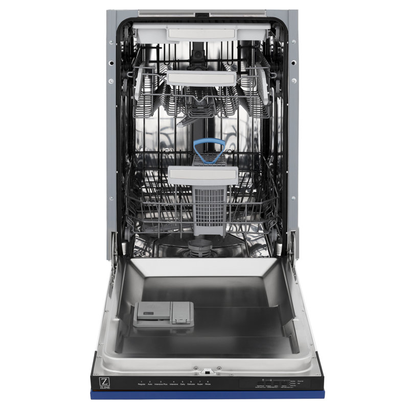 ZLINE 18" Tallac Series 3rd Rack Top Control Dishwasher with Stainless Steel Tub, 51dBa, Blue Matte