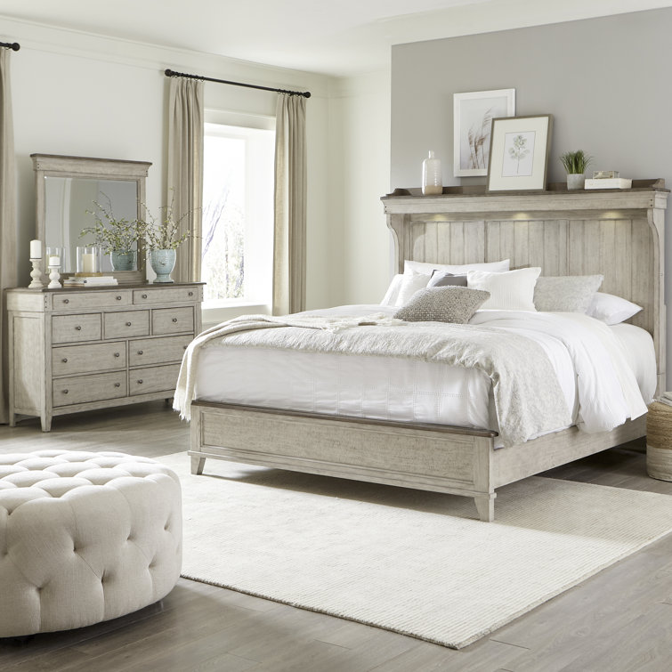 Cathleen Mantle Bed, Dresser & Mirror