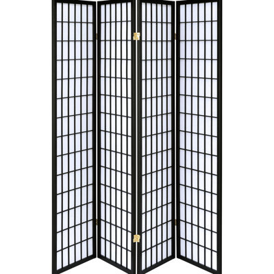 4 - Panel Black Room Divider, Screen, Rubberwood And White Paper, 71.05 Inches In Height, 69.5 Width, Adds A Polished Vibe Folding Screen For Room, Constructed With Tall, Wide, Modern Elegant