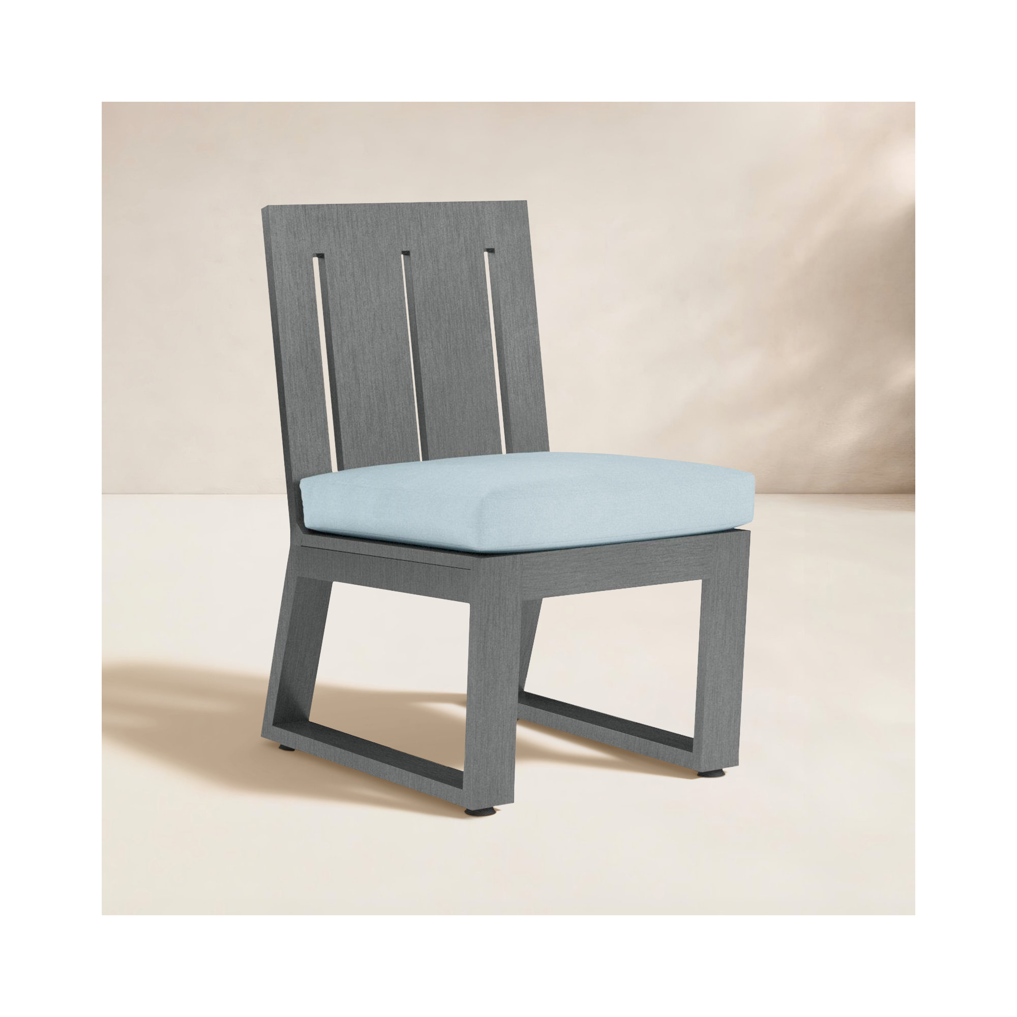 Georgie Premium All-Weather Wicker Outdoor Dining Side Chair with Sunbrella® Cushion, Canvas Skyline Sunbrella®