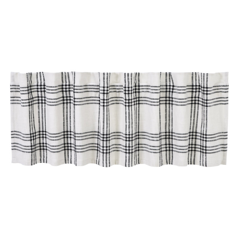 Black and White Plaid Cotton Rod Pocket Valance, 72" Width