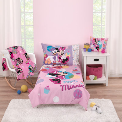 NoJo Disney Minnie Mouse Let's Party 4 Piece Toddler Bed Set