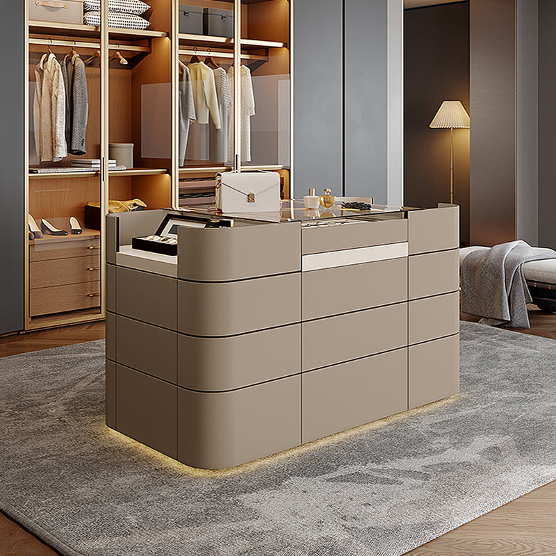 Light Luxury Jewelry Storage Display Cabinet, Khaki