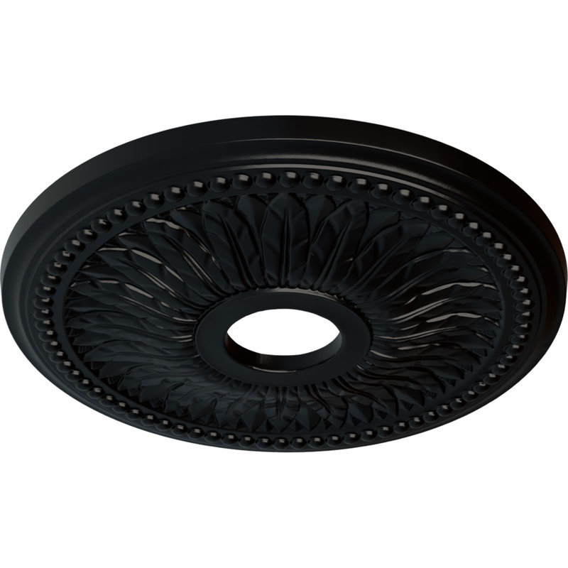 Endurathane Bailey Ceiling Medallion, 18"OD x 3 3/4"ID x 1 1/2"P (Fits Canopies up to 5 3/4"), Hand-Painted Jet Black Finish