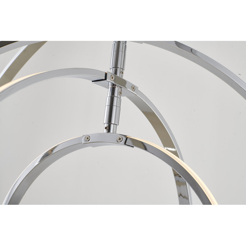 Luminaire suspendu en anneau 4 lumières DEL, Chrome