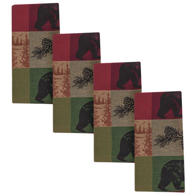  Ensemble de 4 serviettes en pin multicolores Pinecones And Trees