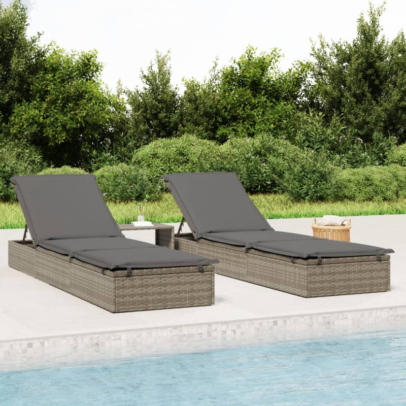 Rotin de polyester 1 pièce avec coussin 79,1 po x 21,7 po x 24,4 po Latitude Run®, Gris / Gris