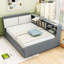 Lit plateforme en bois avec lit gigogne, tête de lit et tablettes-1404083660-1404083662
