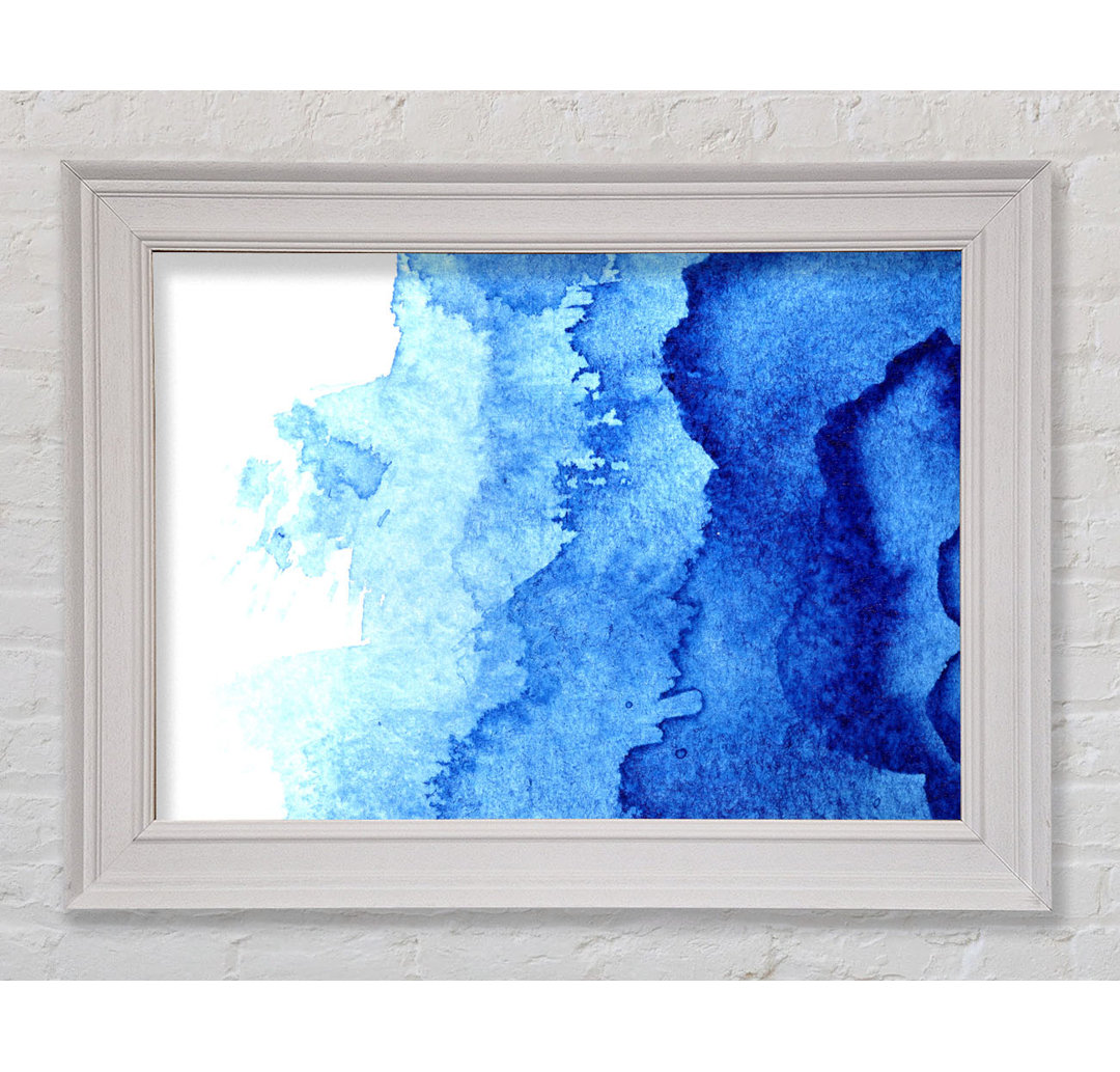 Gerahmtes Leinwandbild Watercolour Blues To White