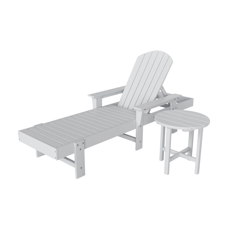 Altura Outdoor Chaise Lounge with Table, White
