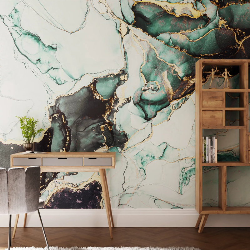 Superfresco Easy Agate Marble Print To Order Fixed Size 2.8m x 3m Mural, Green
