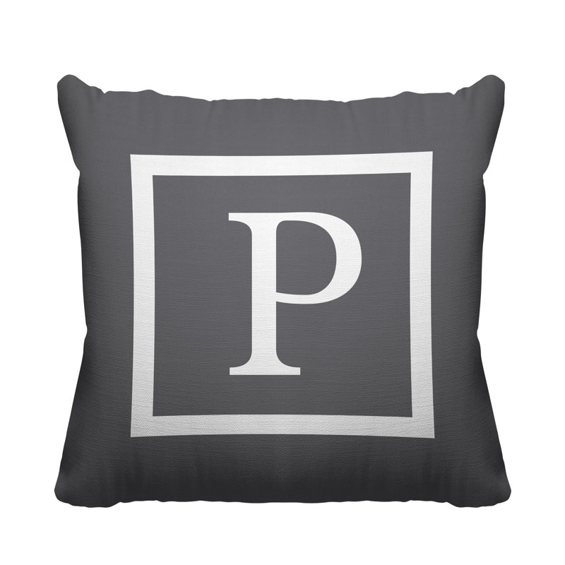 Coussin décoratif intérieur / extérieur imprimé monogramme, L 19 po x H 19 po, P